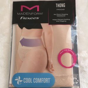 Maidenform Flexees Size Large L 12-14 Thong FP0049 Cool Comfort Shaping Waist
